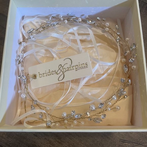 Wedding Hair Vine Headband - Swarovski Crystal & Pearl main image 7